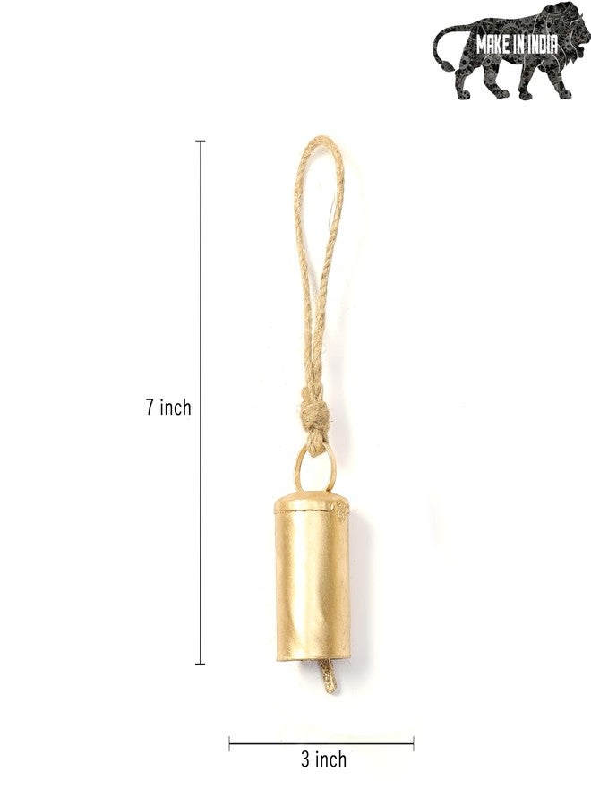 DULI مجموعة DULI من 10 أجراس صغيرة ريفية - أجراس نحاسية عتيقة معلقة للديكور والحرف اليدوية (بيع بالجملة)، فن جداري، ديكور ديوالي، أجراس معلقة لتزيين المنزل (عبوة من 10 أجراس بطول 3 بوصات) - Image 3